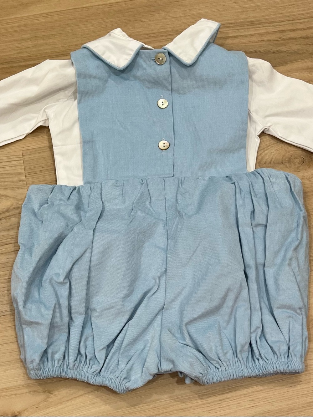 Toddler Blue Button-Front Pinafore Overalls